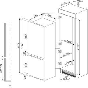 Встраиваемый холодильник Smeg C81721F