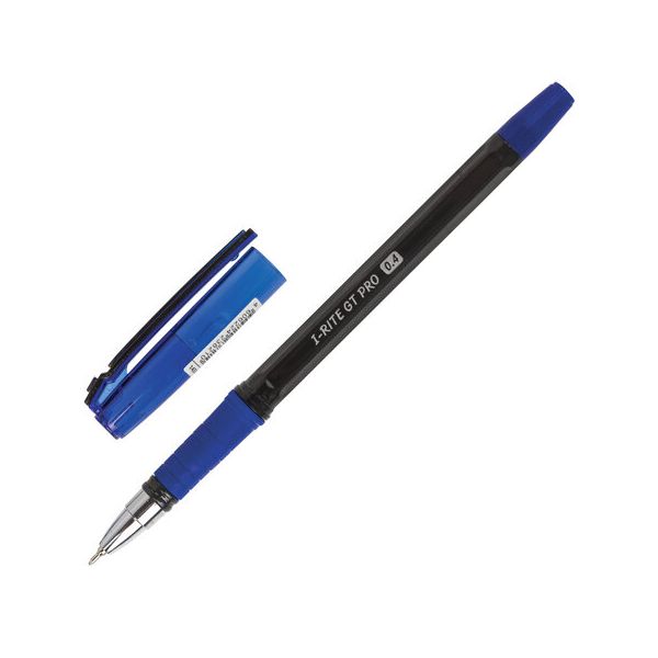 Ручка шариковая масляная с грипом BRAUBERG "i-Rite GT PRO", СИНЯЯ, корпус тонирированный черный, узел 0,4 мм, 143303 (24 шт.)