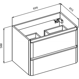 Тумба с раковиной BelBagno Albano 70 подвесная, Cemento Verona Grigio (Albano-700-2C-SO-CVG, BB700/455-LV-MR-ALR)