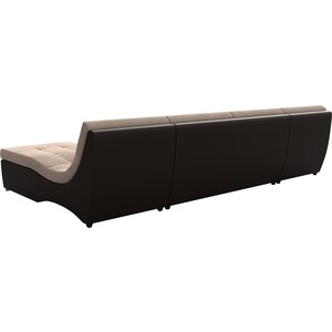 Угловой модульный диван АртМебель Монреаль велюр бежевый экокожа коричневый