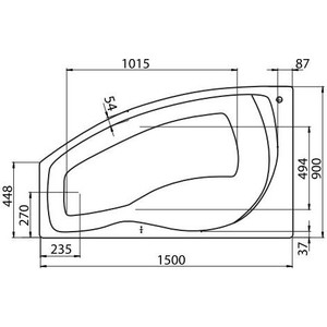 Акриловая ванна Santek Майорка 150х90 левая, каркас, слив-перелив (1WH111984, 1WH112431) в Москвe