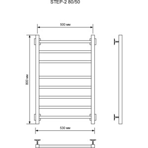 Полотенцесушитель электрический Ника Step-2 50х80 левый, черный матовый (STEP-2 80/50 черн мат лев)