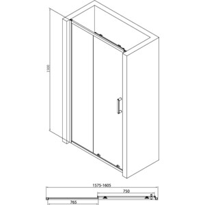 Душевая дверь Abber Schwarzer Diamant 160х190 прозрачная, черная (AG30160B)