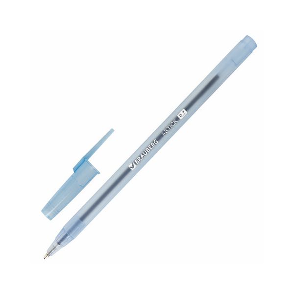 Ручка шариковая BRAUBERG "i-STICK" СИНЯЯ, пишущий узел 0,7 мм, линия письма 0,35 мм, 143442 (100 шт.)
