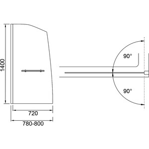 Шторка для ванны Good Door Screen R-HT 80х140 прозрачная, хром (R-HT-80-C-CH)