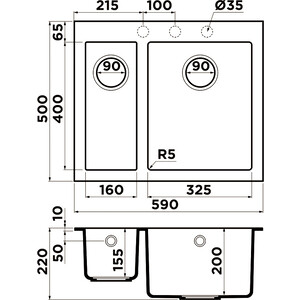 Кухонная мойка Omoikiri Bosen 59-2 GR leningrad grey (4993558)