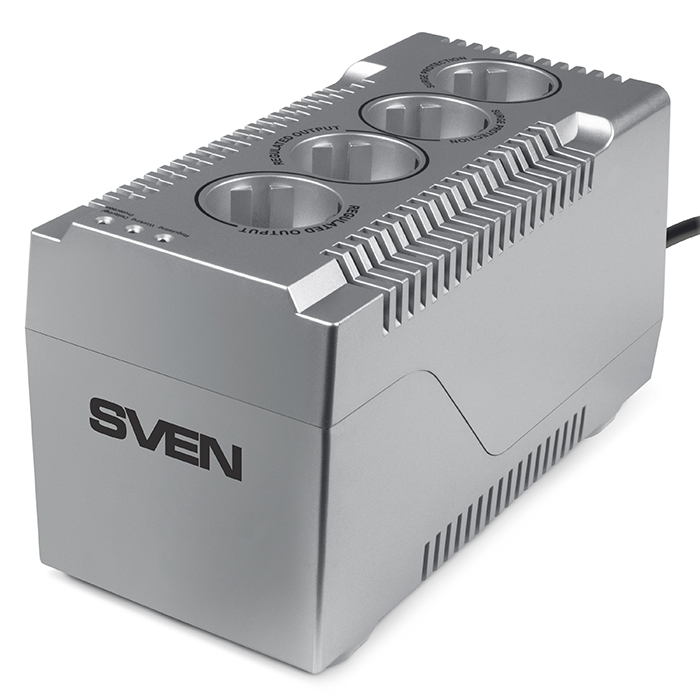 Стабилизатор напряжения Sven VR-F1000, 320 Вт, EURO, серебристый (SV-018818)