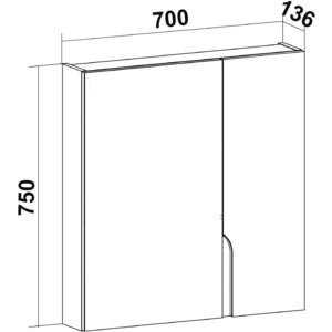 Зеркальный шкаф Runo Стокгольм 70х75 белый (00-00001127)