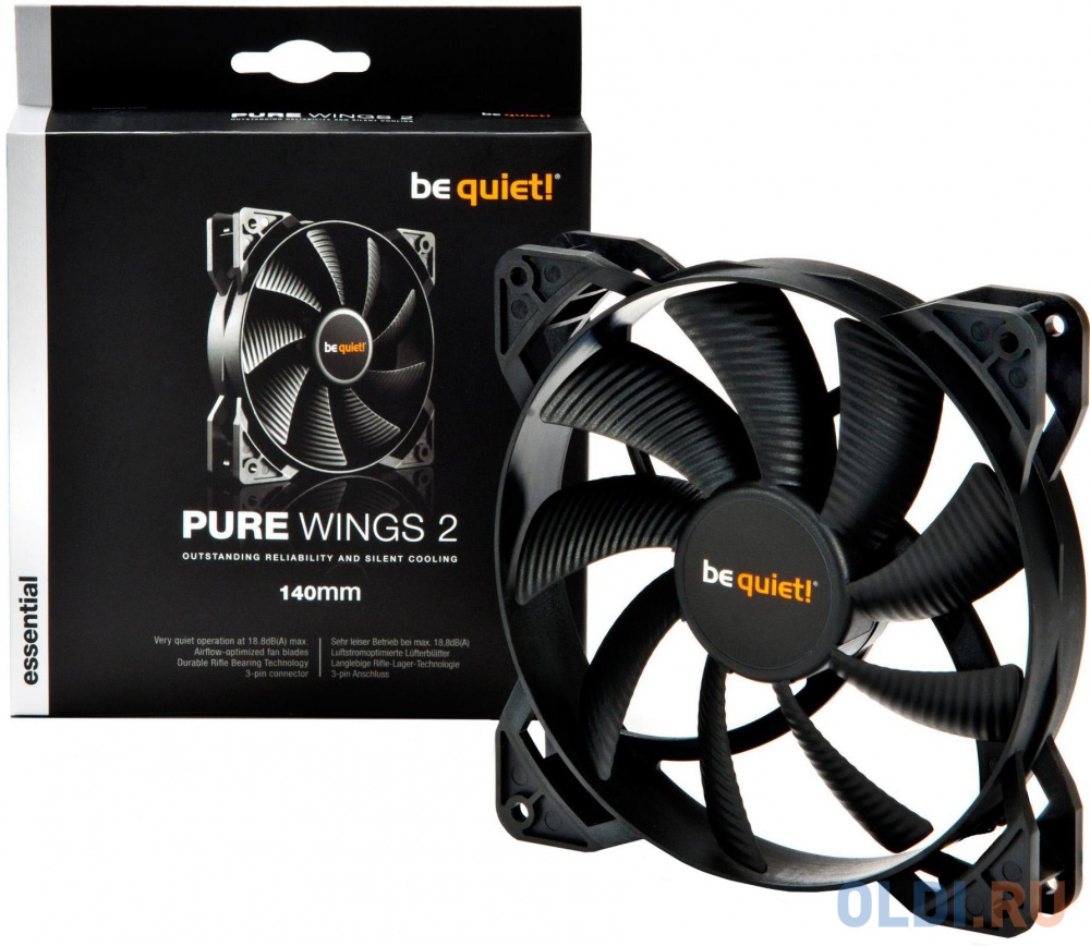 Вентилятор be quiet! Pure Wings 2 140x140x25мм 4pin 1000 rpm BL040