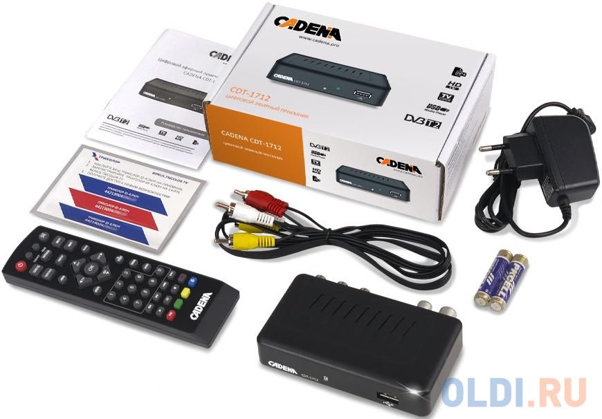 Ресивер DVB-T2 Cadena CDT-1712 (TC) черный