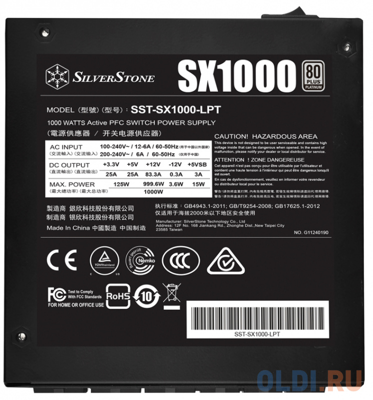 Блок питания SilverStone SST-SX1000-LPT v 1.1 1000 Вт в Москвe