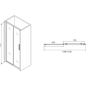 Душевая дверь Abber Schwarzer Diamant 150х195 прозрачная, черная (AG30150BH)