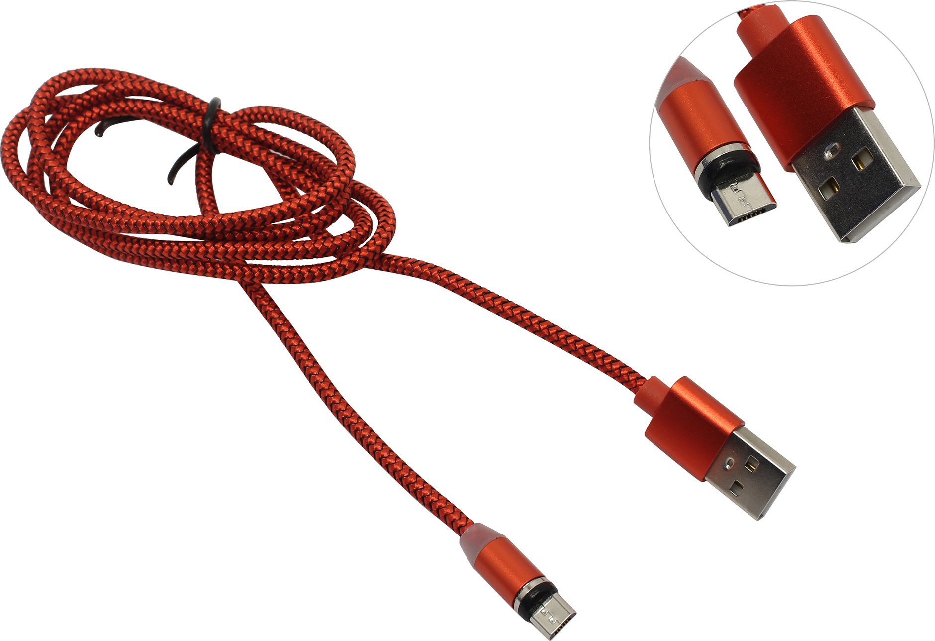 Кабель Jet.A USB 2.0(AM)-USB micro-B, магнитный, только для зарядки, 1м, красный (JA-DC26 1m Red)
