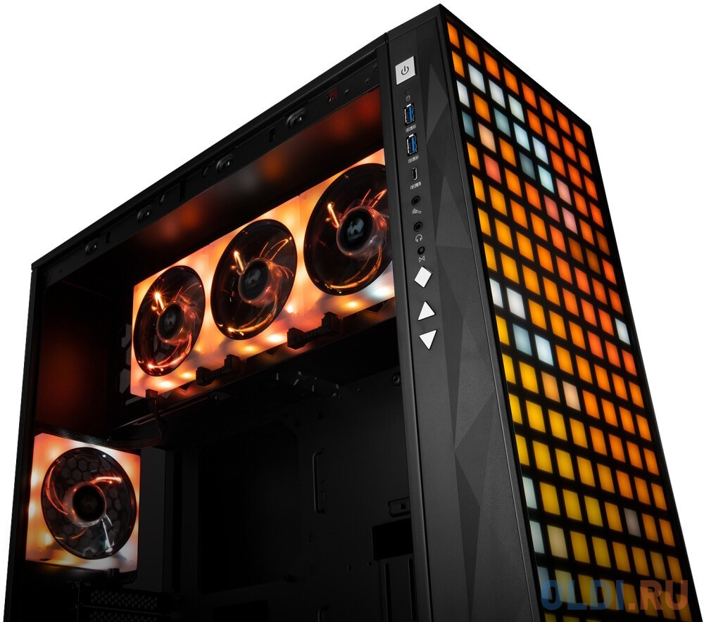 In-Win CF06CX (309 Gaming)BL  U3*2+TypeC *1+A, LED Mode button, black color, Saturn ASN120 fan*4 (top*3, rear*1),  glass side panel, LED RGB F/P with/