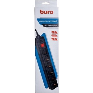 Сетевой фильтр Buro 600SH-16-5-B 5м (6 розеток) черный
