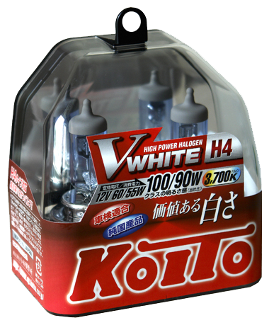 Лампа автомобильная галогенная Koito Whitebeam, ближний/дальний свет, 60/55, 12В, H4, 2шт. (P0746W)