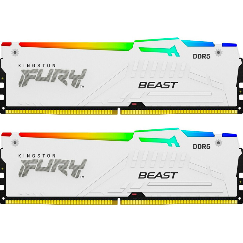 Модуль памяти Kingston Fury Beast White RGB DDR5 DIMM 6000MHz PC-48000 CL40 - 32Gb (2х16Gb) KF560C40BWAK2-32