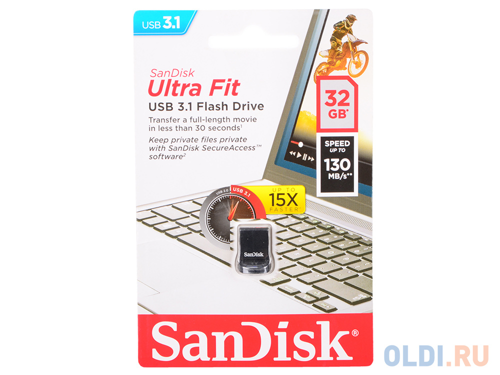 Внешний накопитель USB 32Gb SanDisk Ultra Fit SDCZ430-032G-G46 черный