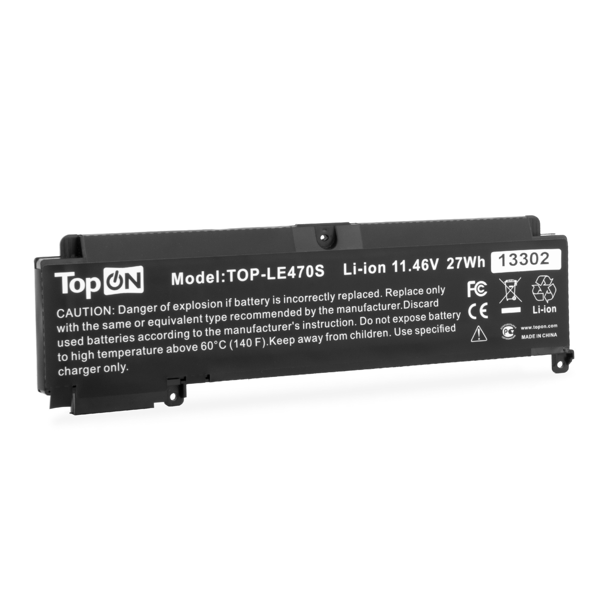 Аккумуляторная батарея TopON для Lenovo ThinkPad T460s, T470s, 11.4V, 2 А·ч, 27Wh, черный (TOP-LE470S)